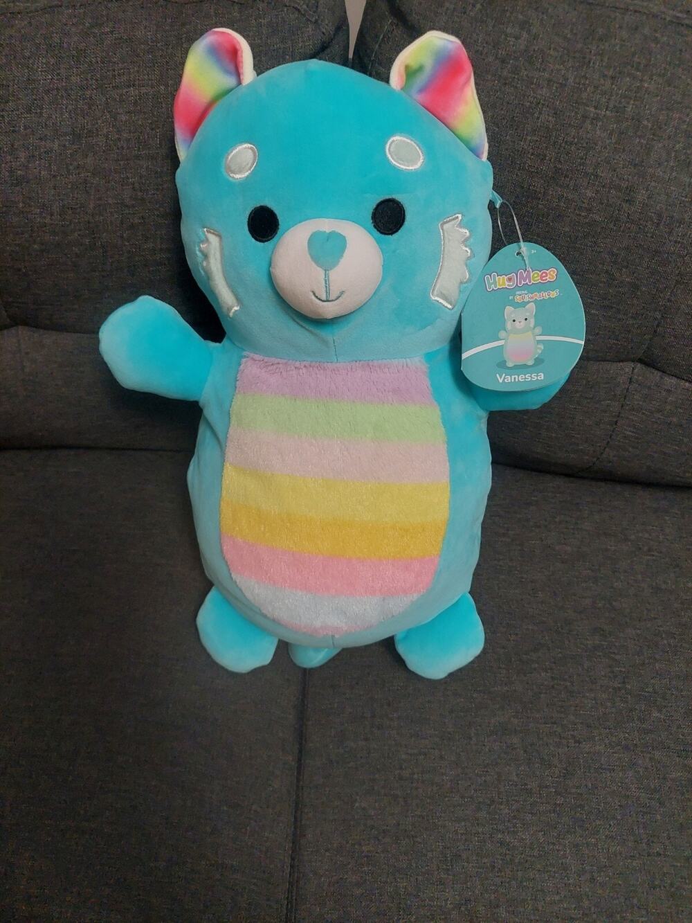 Squishmallow Hug Mees 14” Vanessa The Red Panda 2022 Turquoise Rainbow Cute New